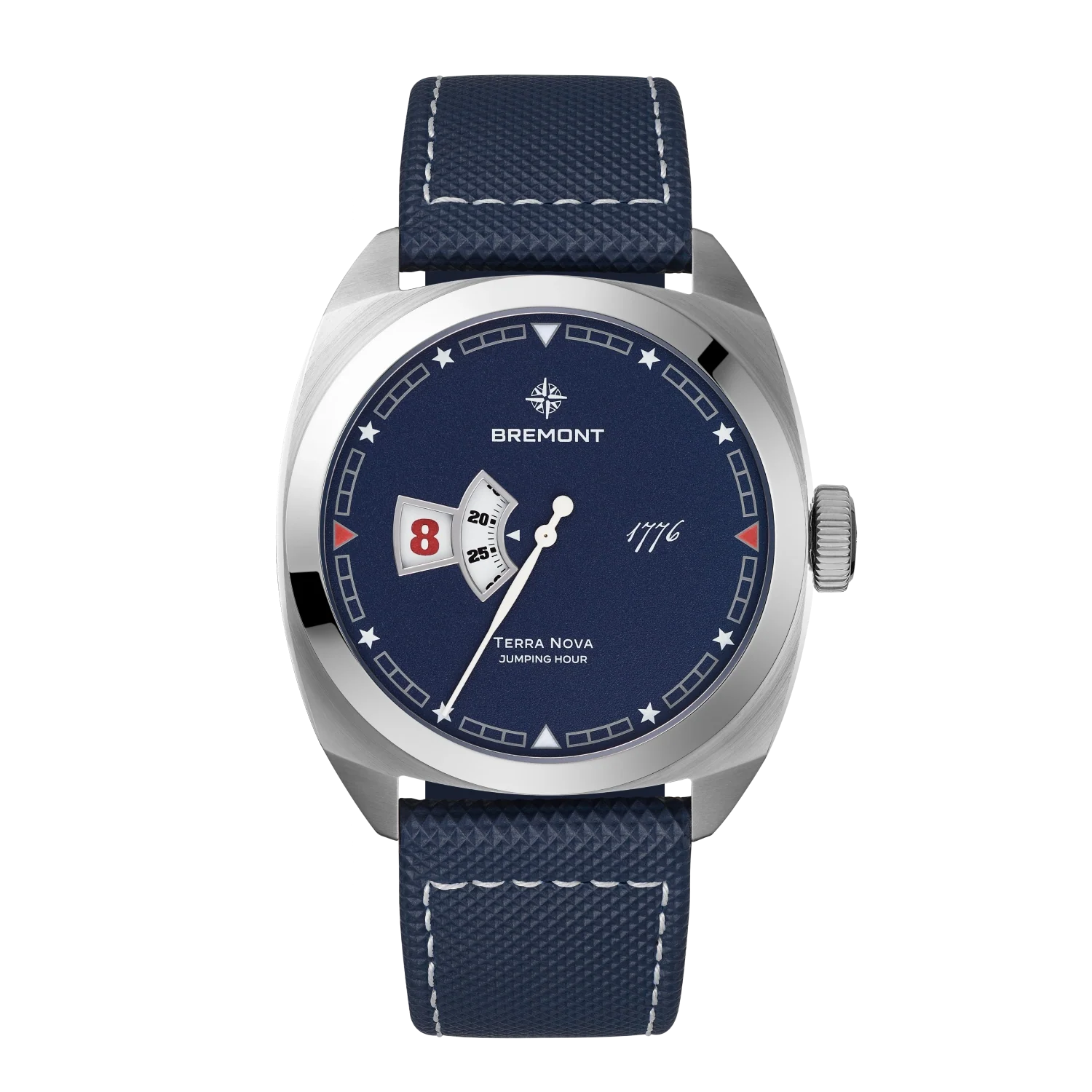 Bremont Terra Nova 40.5mm Jumping Hour 1776 Leather Strap TN40-JH-SS-BL-1776-L-S