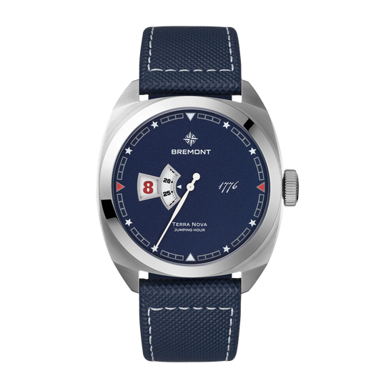 Bremont Terra Nova 40.5mm Jumping Hour 1776 Leather Strap TN40-JH-SS-BL-1776-L-S