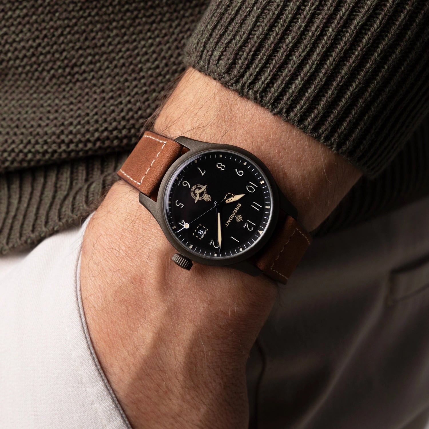 Bremont HMAF Altitude 39mm Date Leather Strap ALT39-DT-SSBC-HMAF-L-S