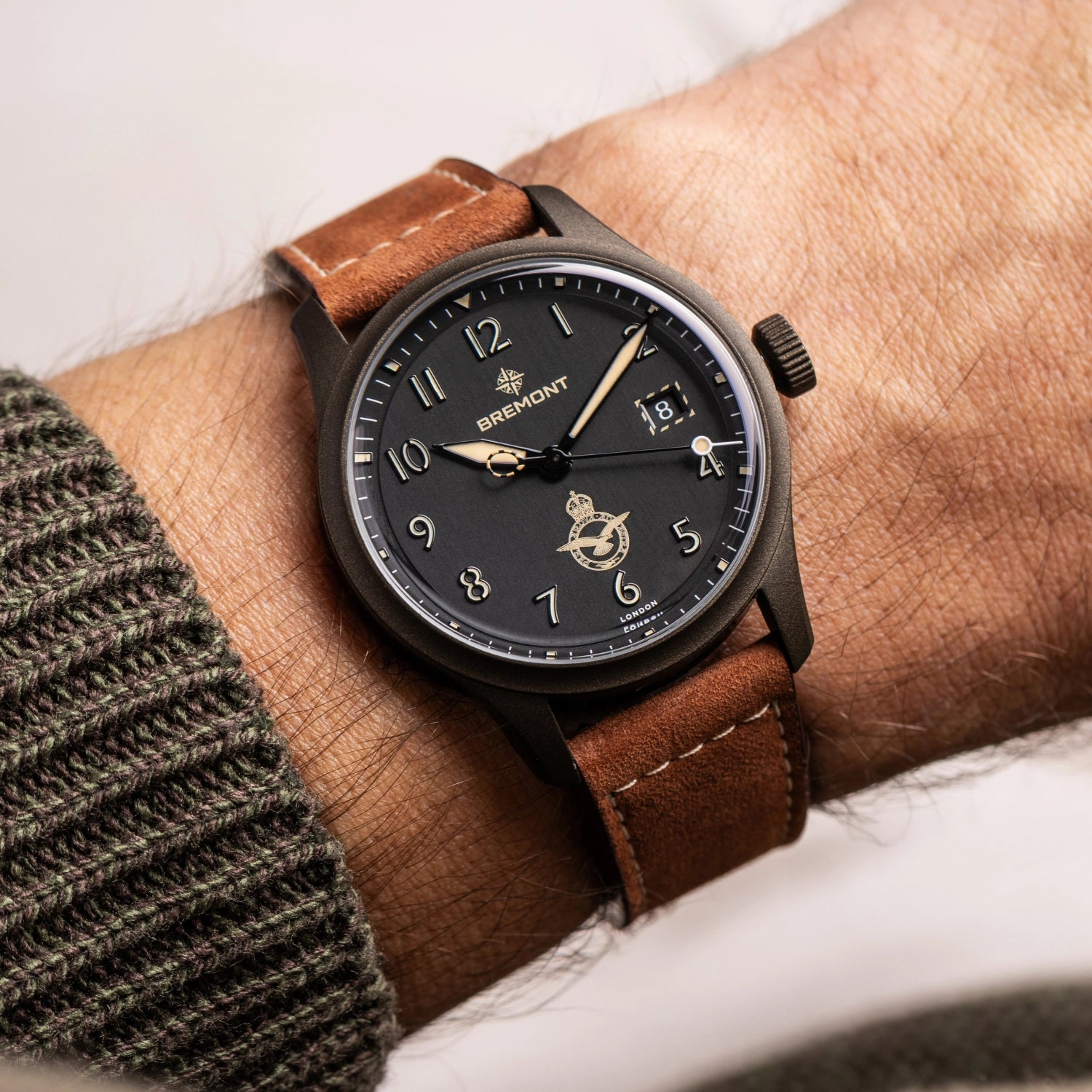 Bremont HMAF Altitude 39mm Date Leather Strap ALT39-DT-SSBC-HMAF-L-S