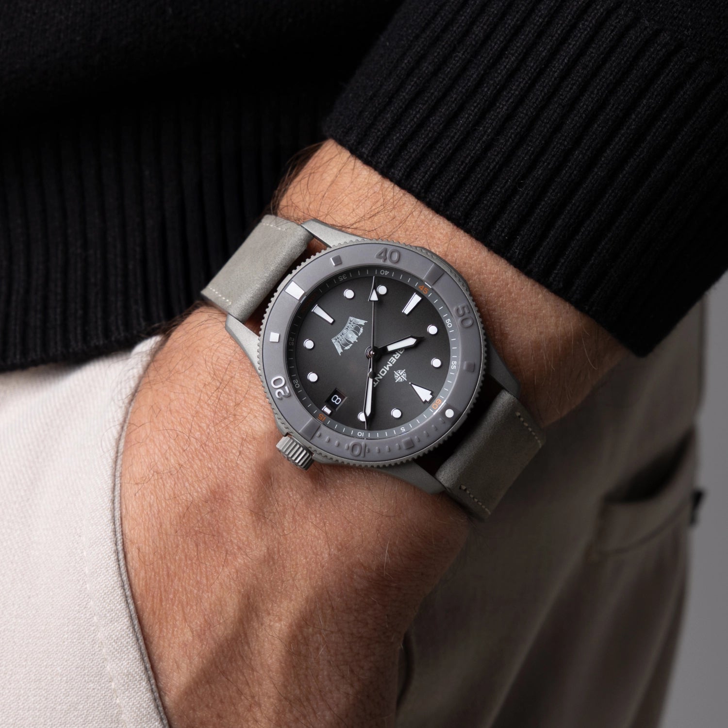 Bremont HMAF Supermarine 40mm Date Leather Strap SM40-DT-GRSS-HMAF-L-S