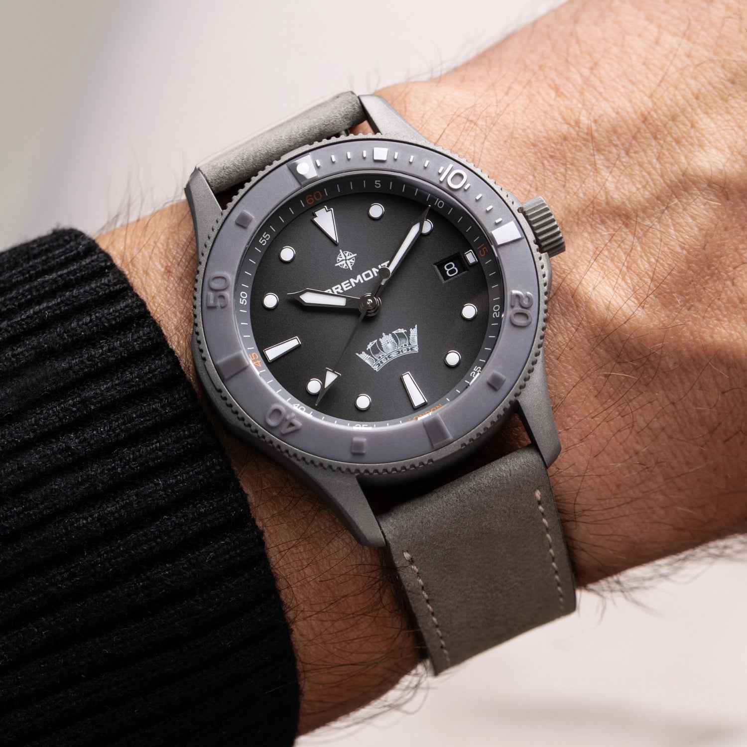 Bremont HMAF Supermarine 40mm Date Leather Strap SM40-DT-GRSS-HMAF-L-S
