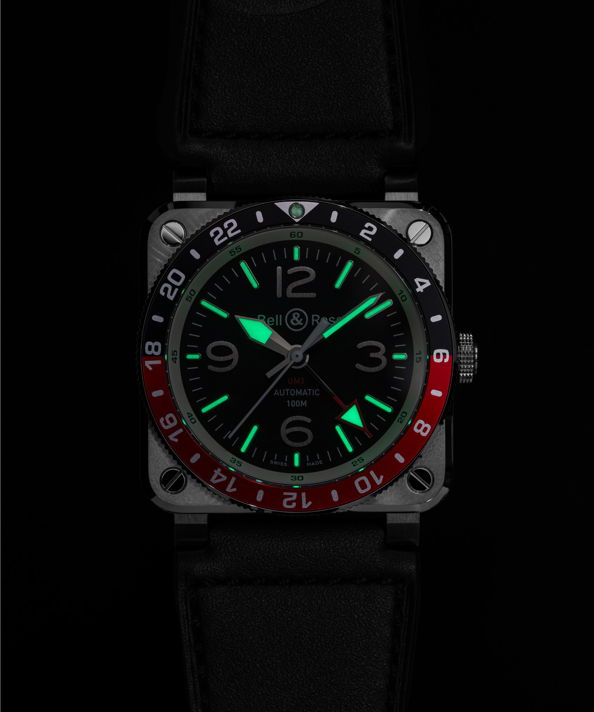 Bell & Ross BR-03 GMT Black 42 MM BR0392-D-LT-BR/SRB