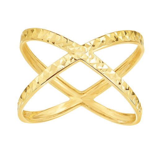 Royal Chain 14K Gold Diamond Cut CrissCross Ring R6150