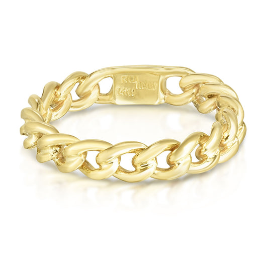 Royal Chain 14K Gold Curb Ring R6881