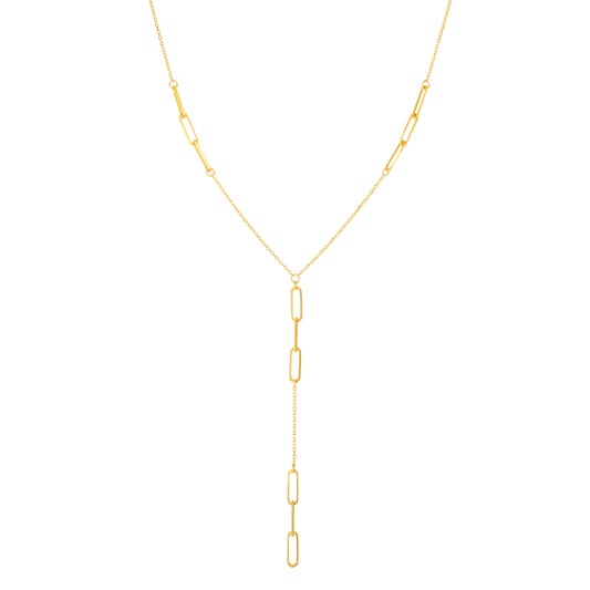 Royal Chain 14K Gold Paperclip Lariat Necklace RC11573