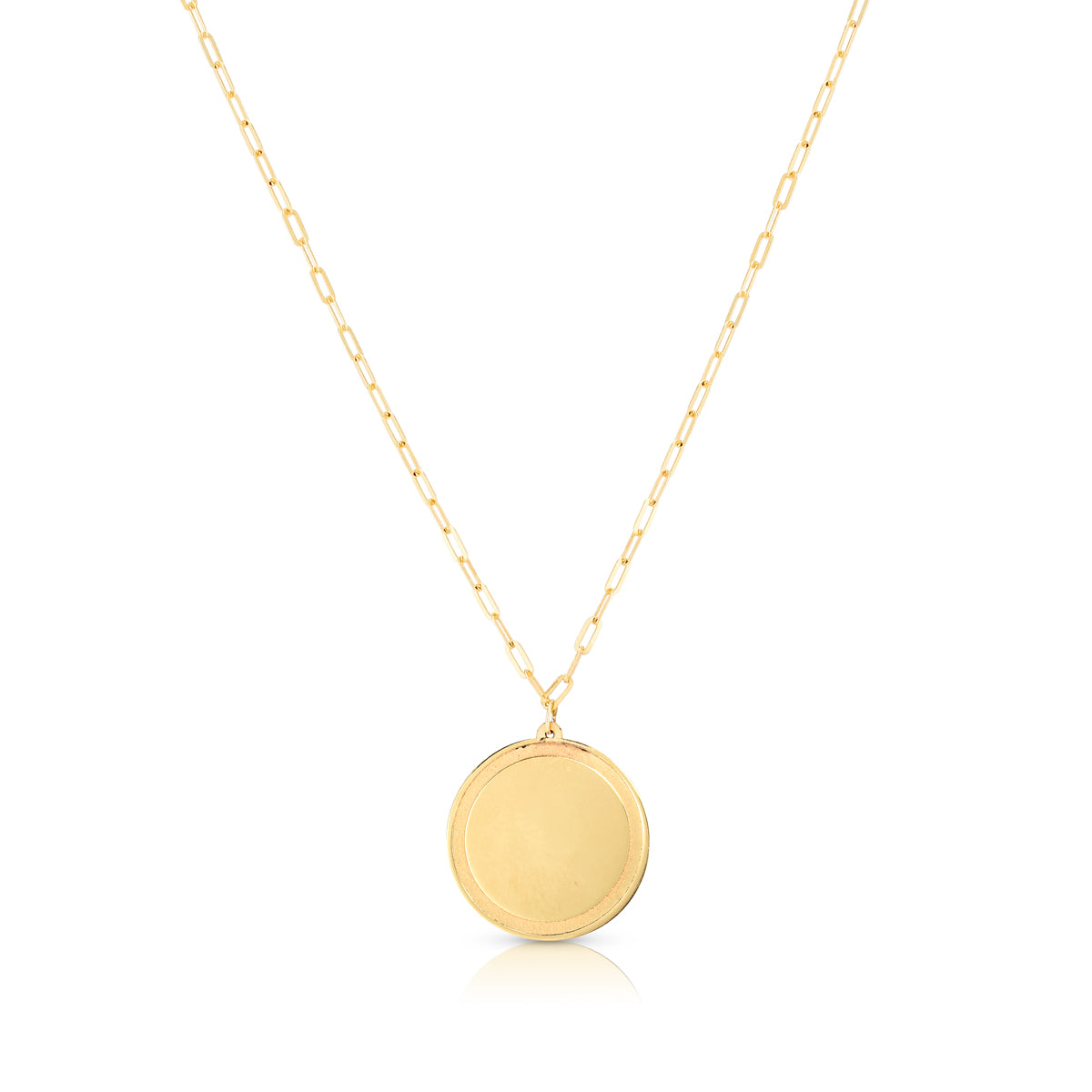 Royal Chain 14K Gold Round Tag with Paperclip Chain RC11585