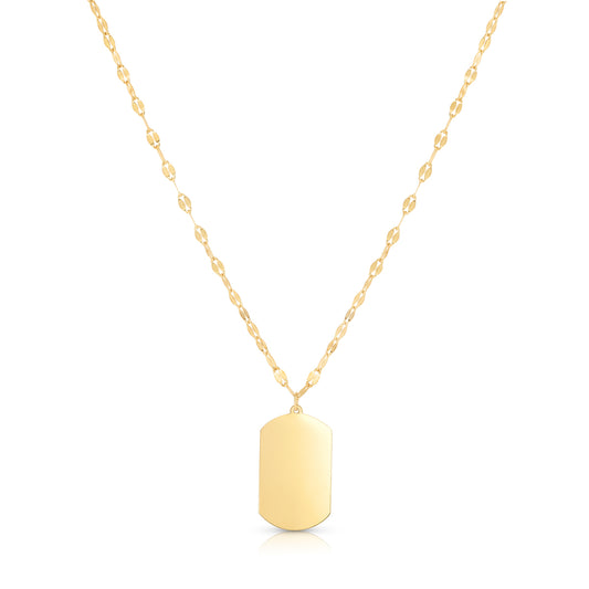 Royal Chain 14K Gold Tag with Mirror Chain RC11586