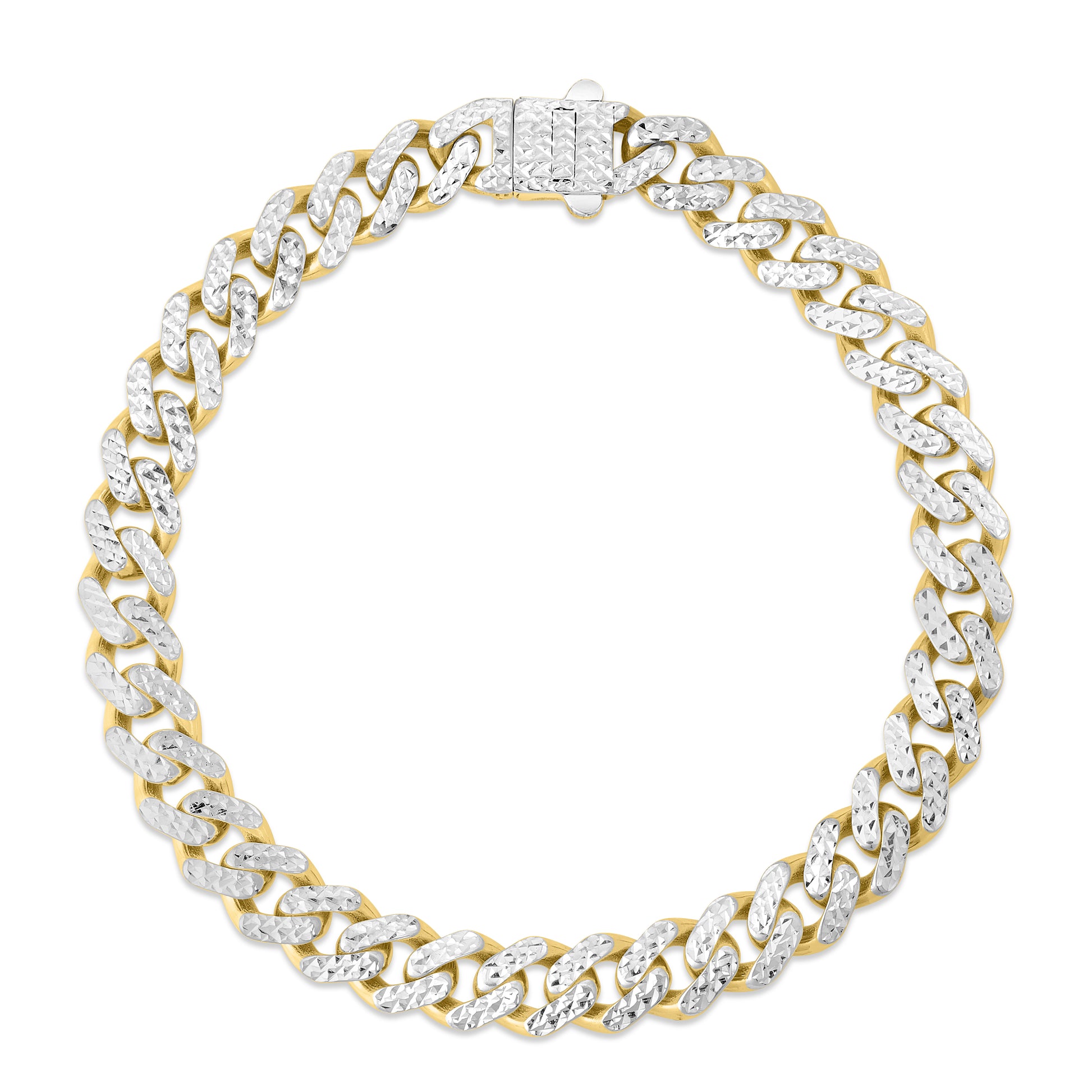 Royal Chain 14K 8mm White Pave Lite Miami Cuban Chain RC11595