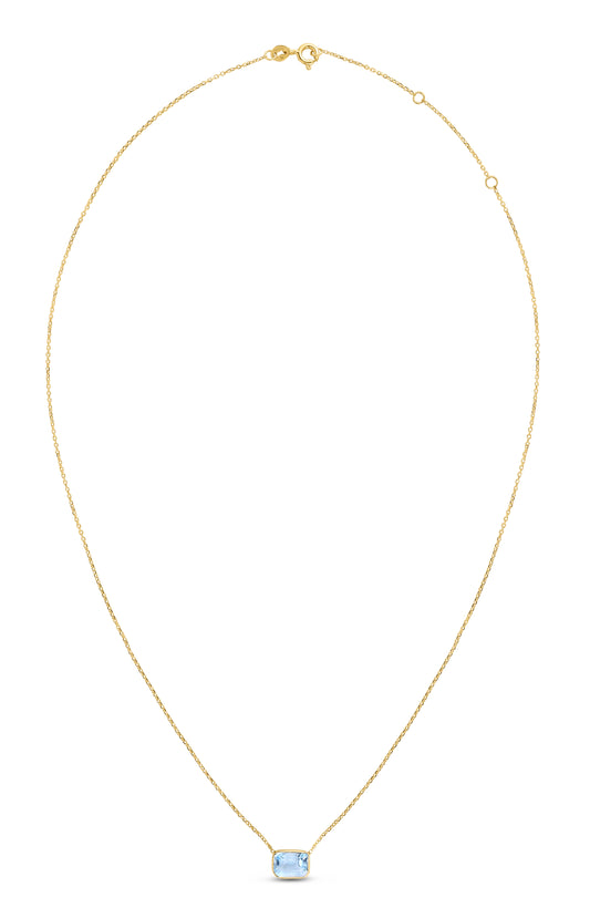 Royal Chain 14K Gold Emerald Cut Blue Topaz Necklace RC11895