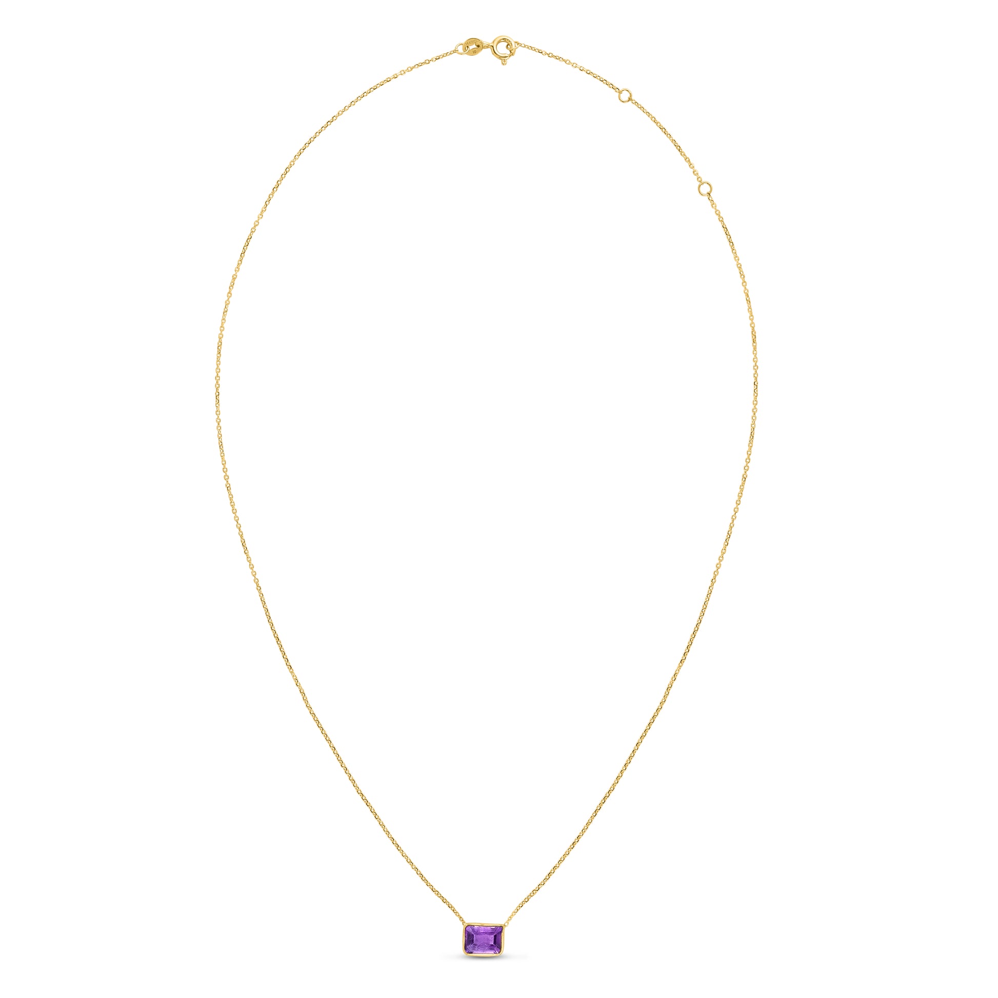 Royal Chain 14K Gold Emerald Cut Amethyst Necklace RC11899