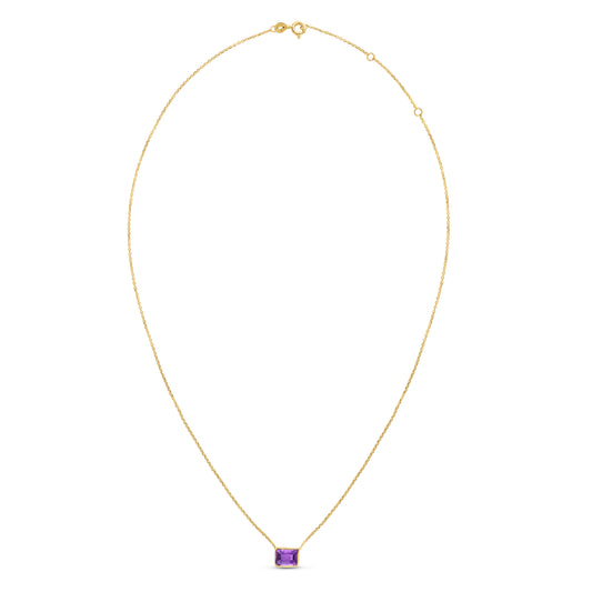 Royal Chain 14K Gold Emerald Cut Amethyst Necklace RC11899