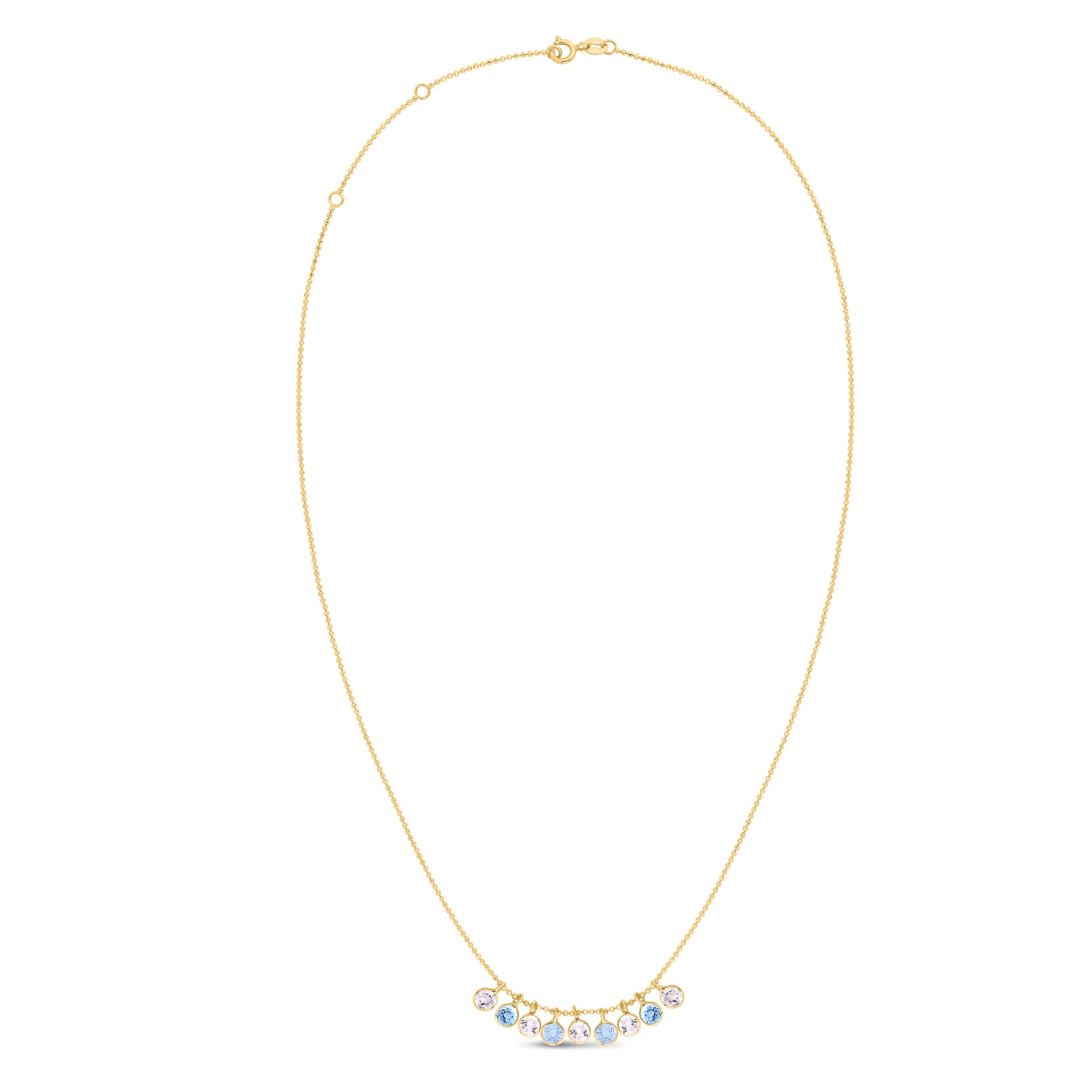 Royal Chain 14K Gold Blue and White Topaz Dancing Drop Necklace RC11902