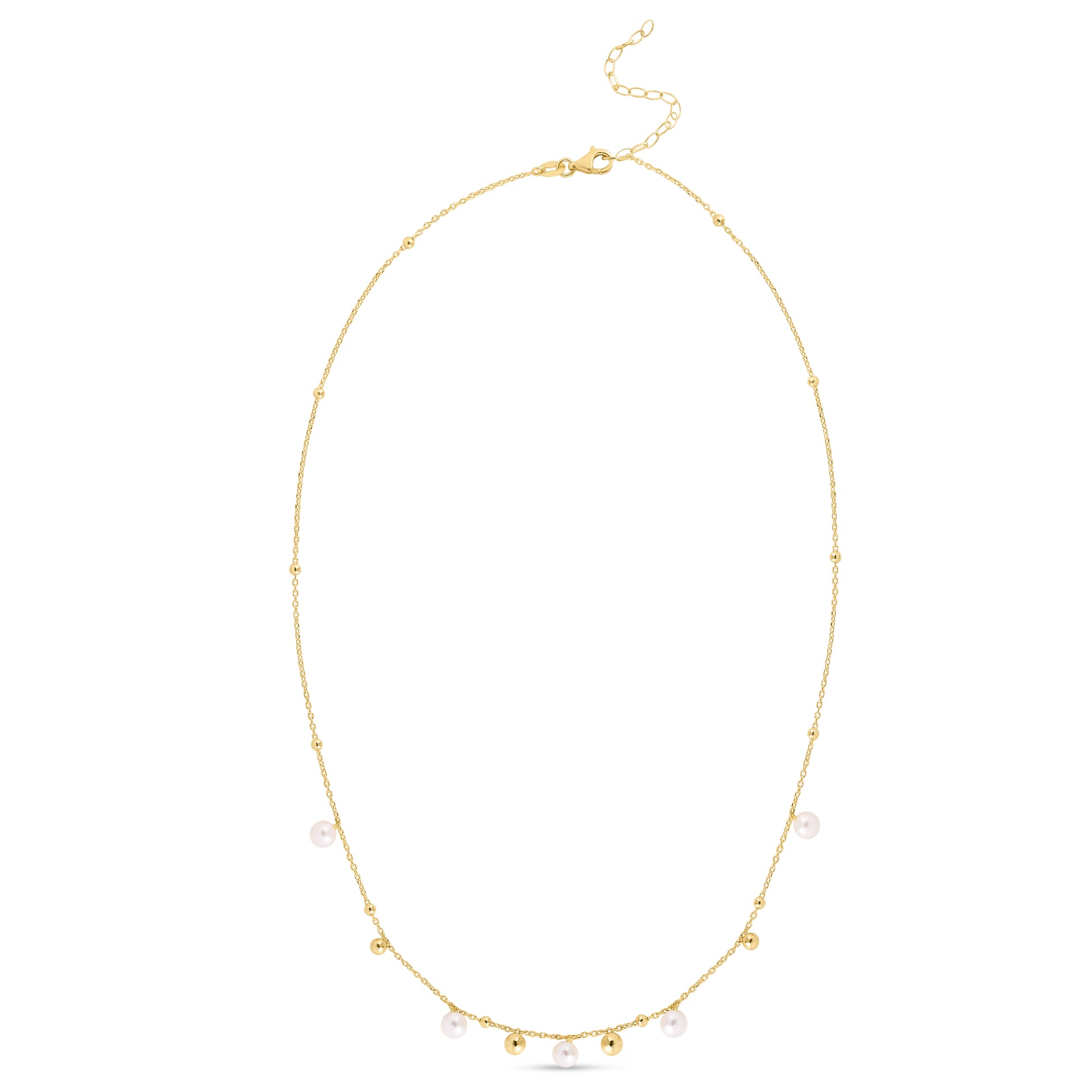 Royal Chain 14K Gold Pearl and Scattered Bead Necklace RC11945