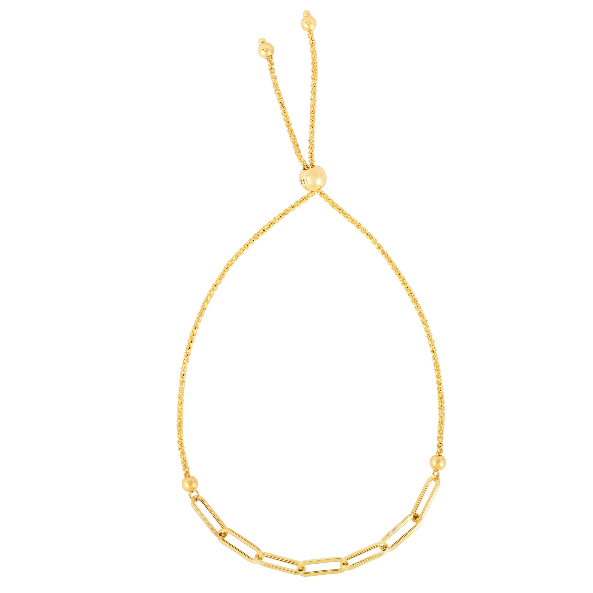 Royal Chain 14K Gold Paperclip Friendship Bracelet RC12605