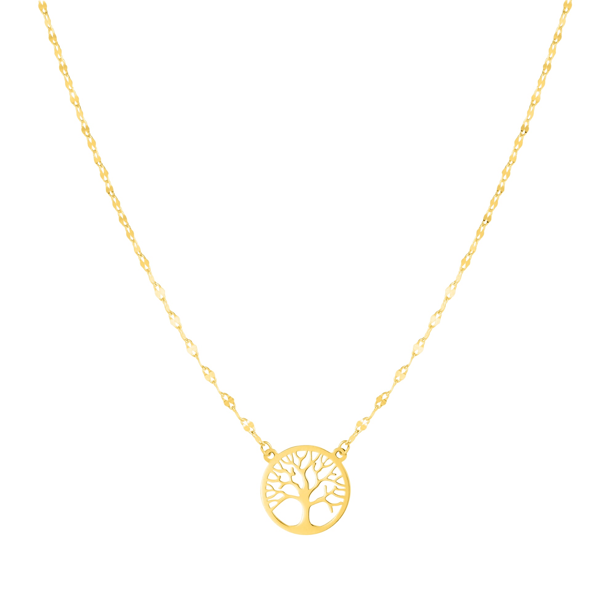 Royal Chain 14K Gold Tree of Life on Mirror Chain Necklace RC12657
