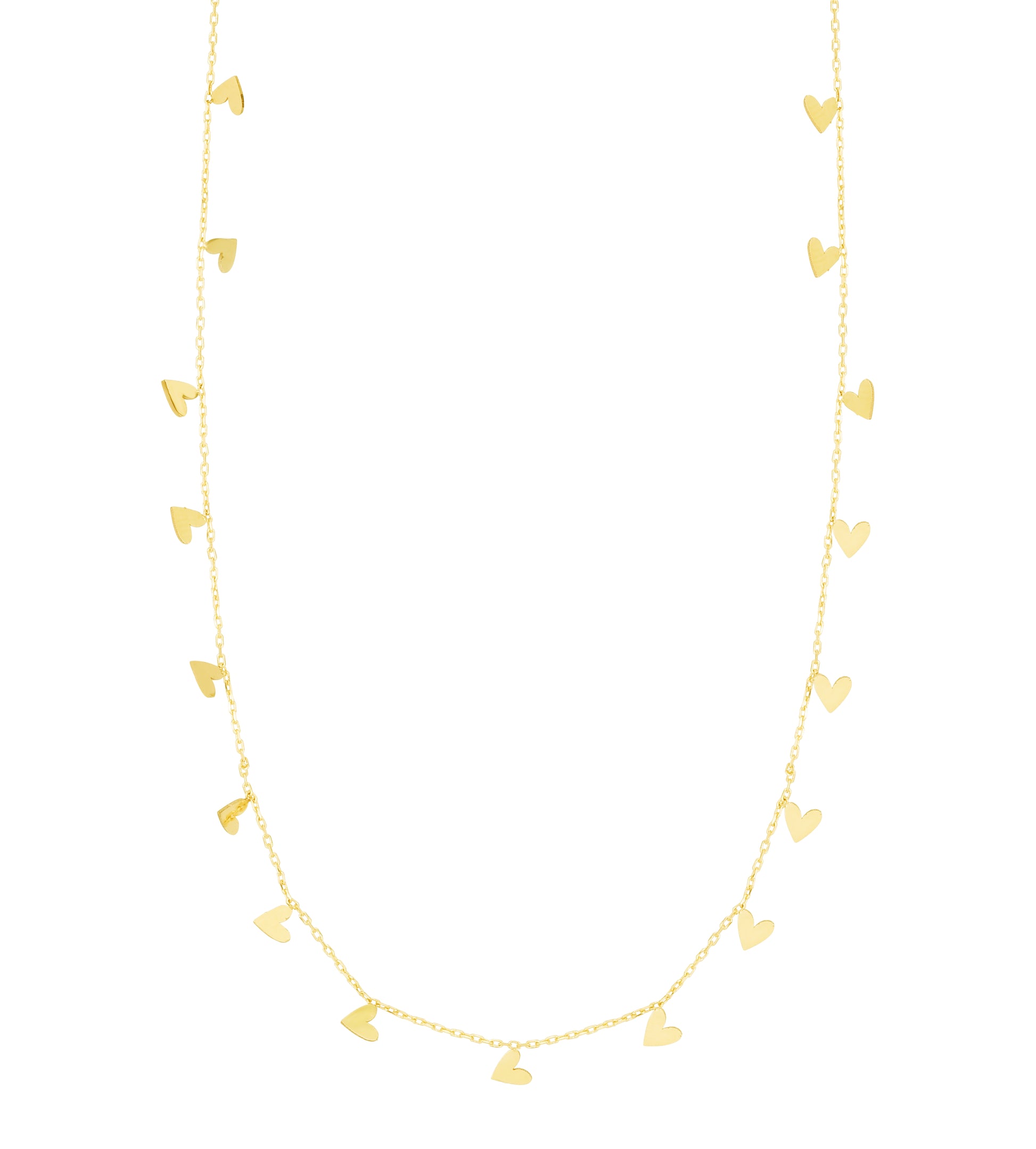 Royal Chain 14K Gold Dangling Hearts Necklace RC12666