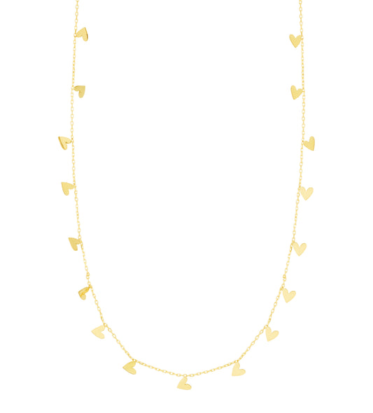Royal Chain 14K Gold Dangling Hearts Necklace RC12666