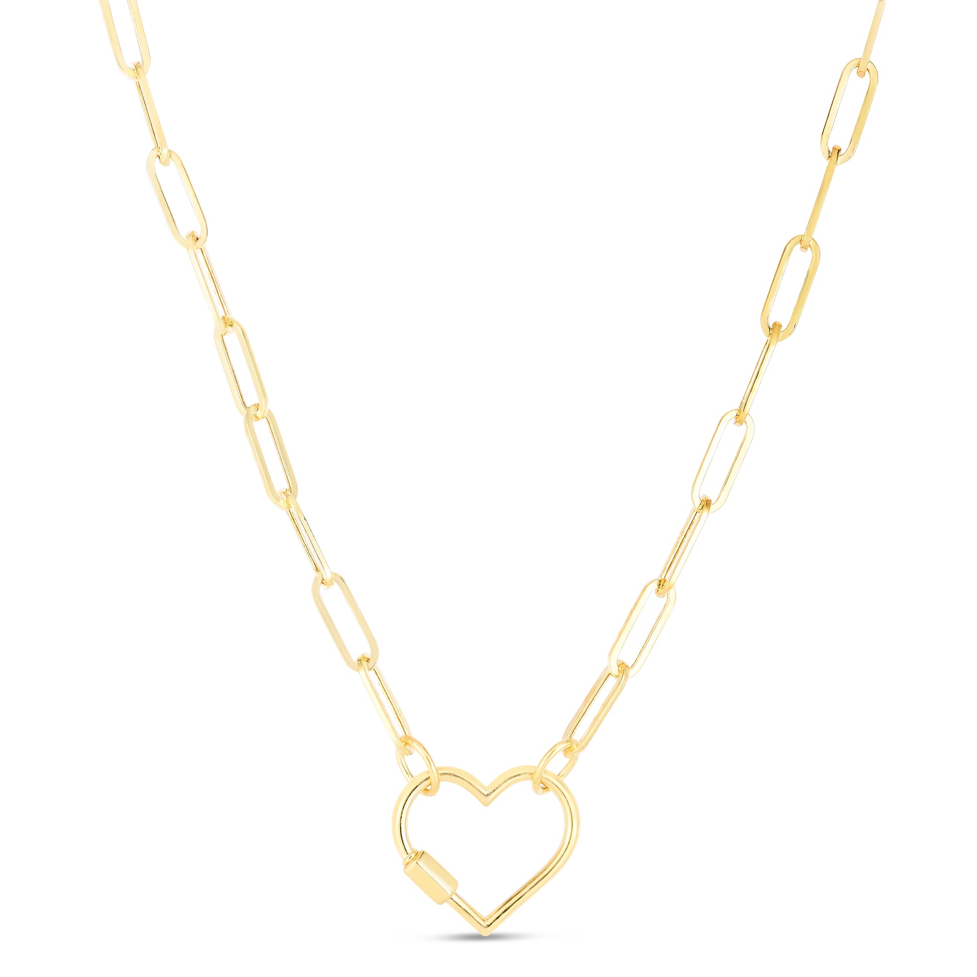 Royal Chain 14K Heart Carabiner Paperclip Necklace RC13825