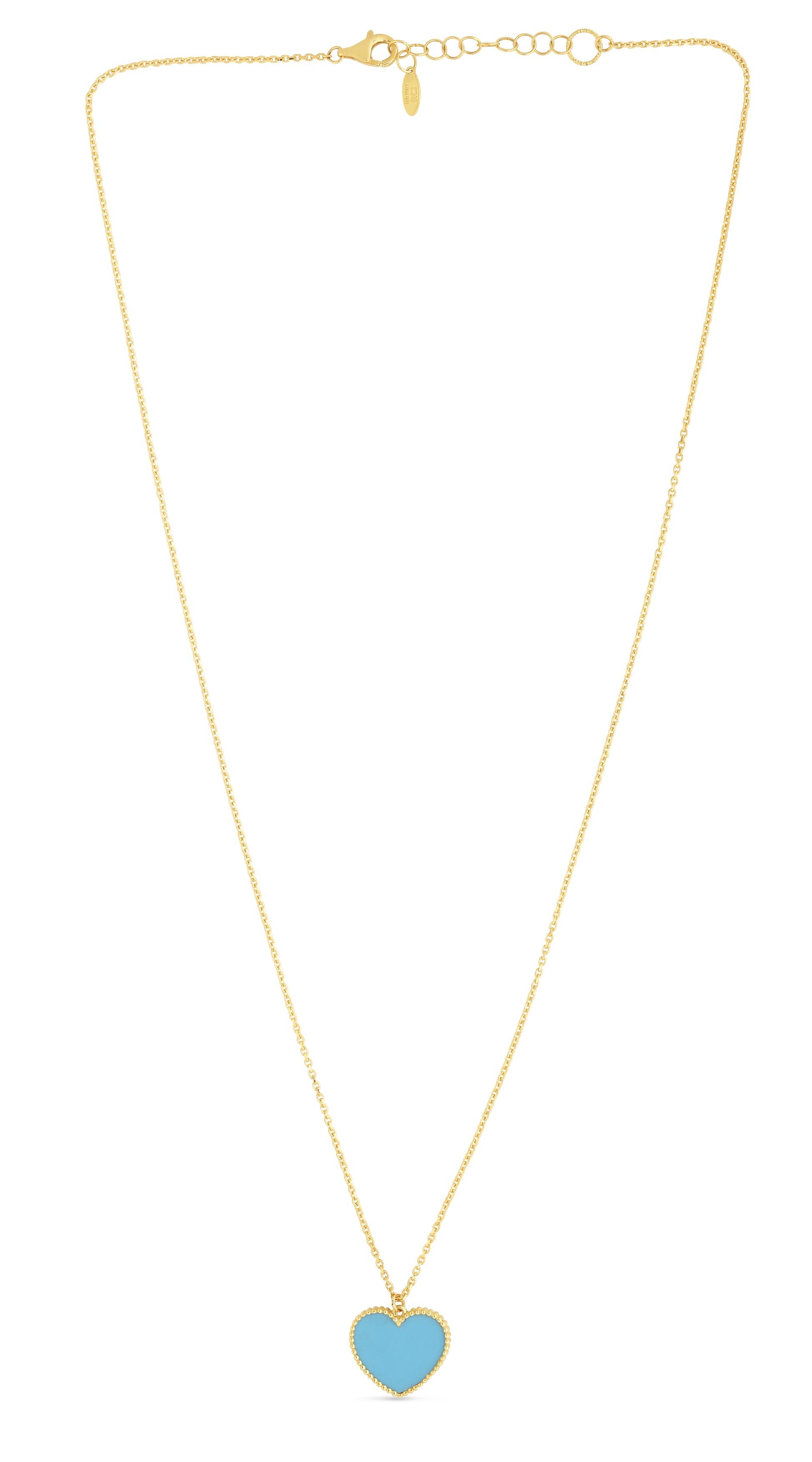 Royal Chain 14K Gold Turquoise Paste Heart Necklace RC14106