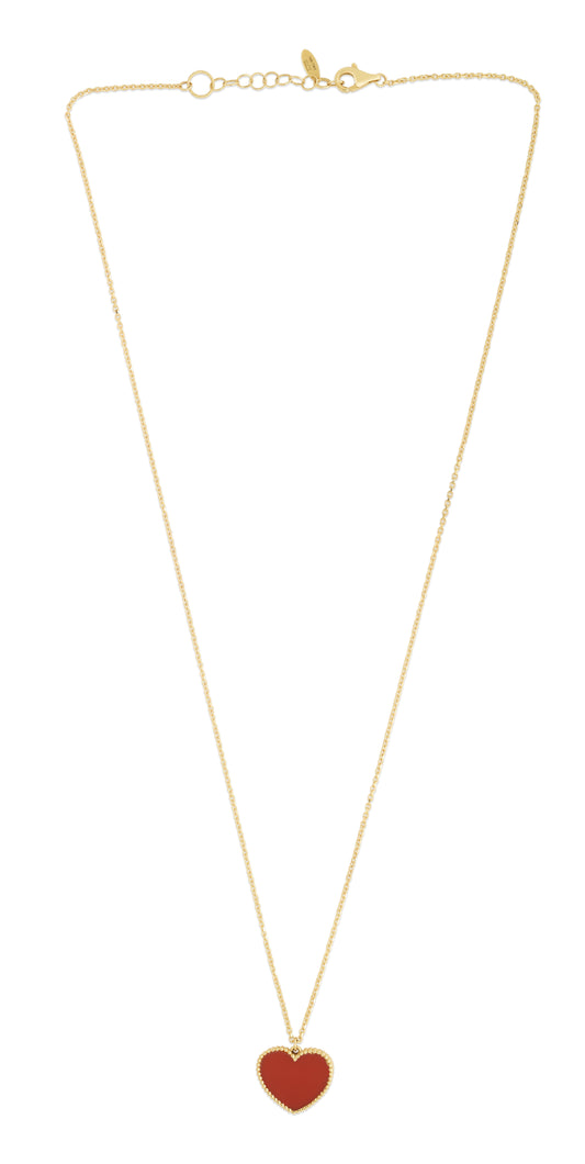Royal Chain 14K Gold Red Cornelia Heart Necklace RC14108