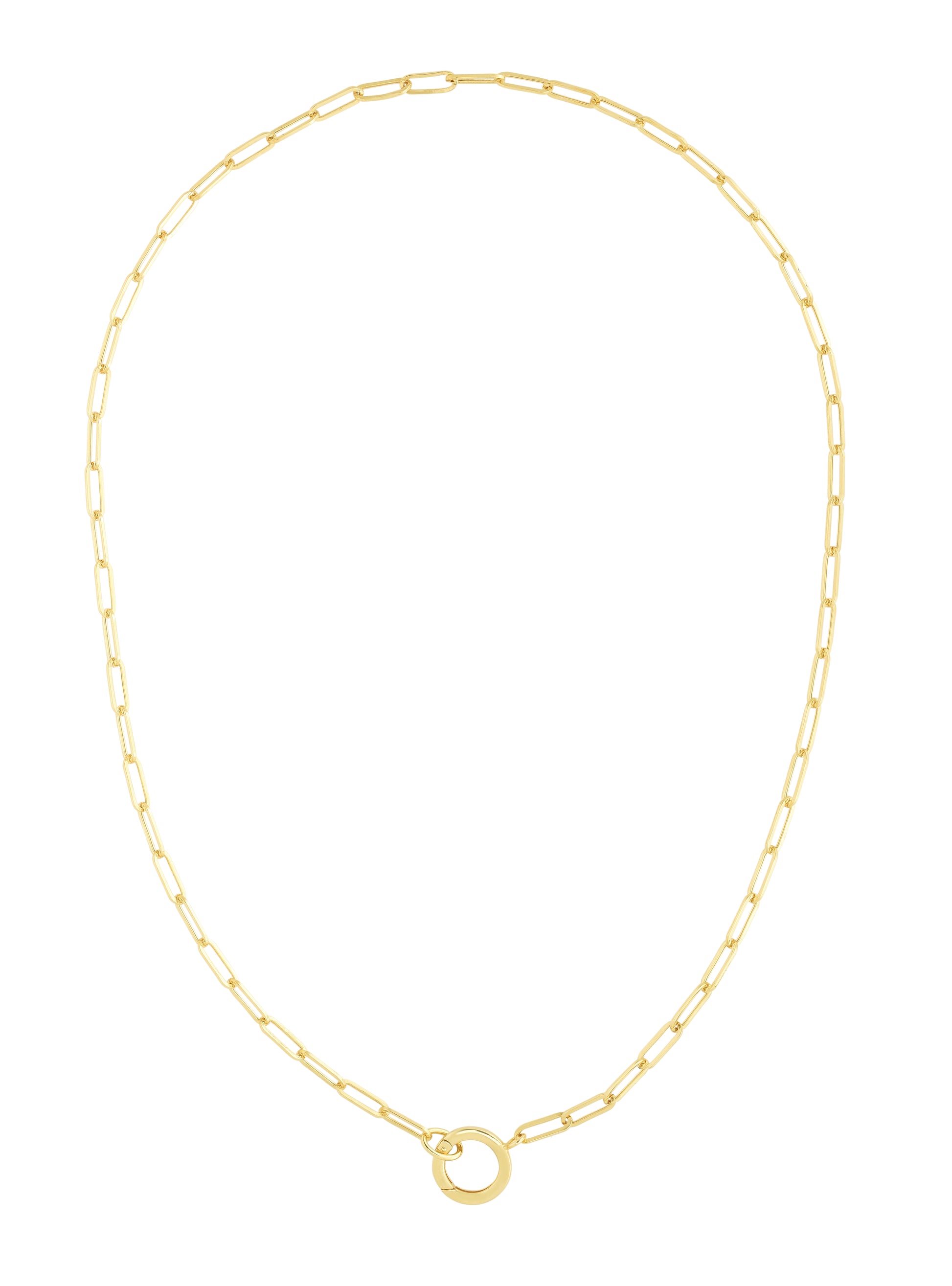Royal Chain 14K Gold 3.2mm Charm Clasp Paperclip Necklace RC14326