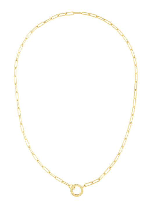 Royal Chain 14K Gold 3.2mm Charm Clasp Paperclip Necklace RC14326