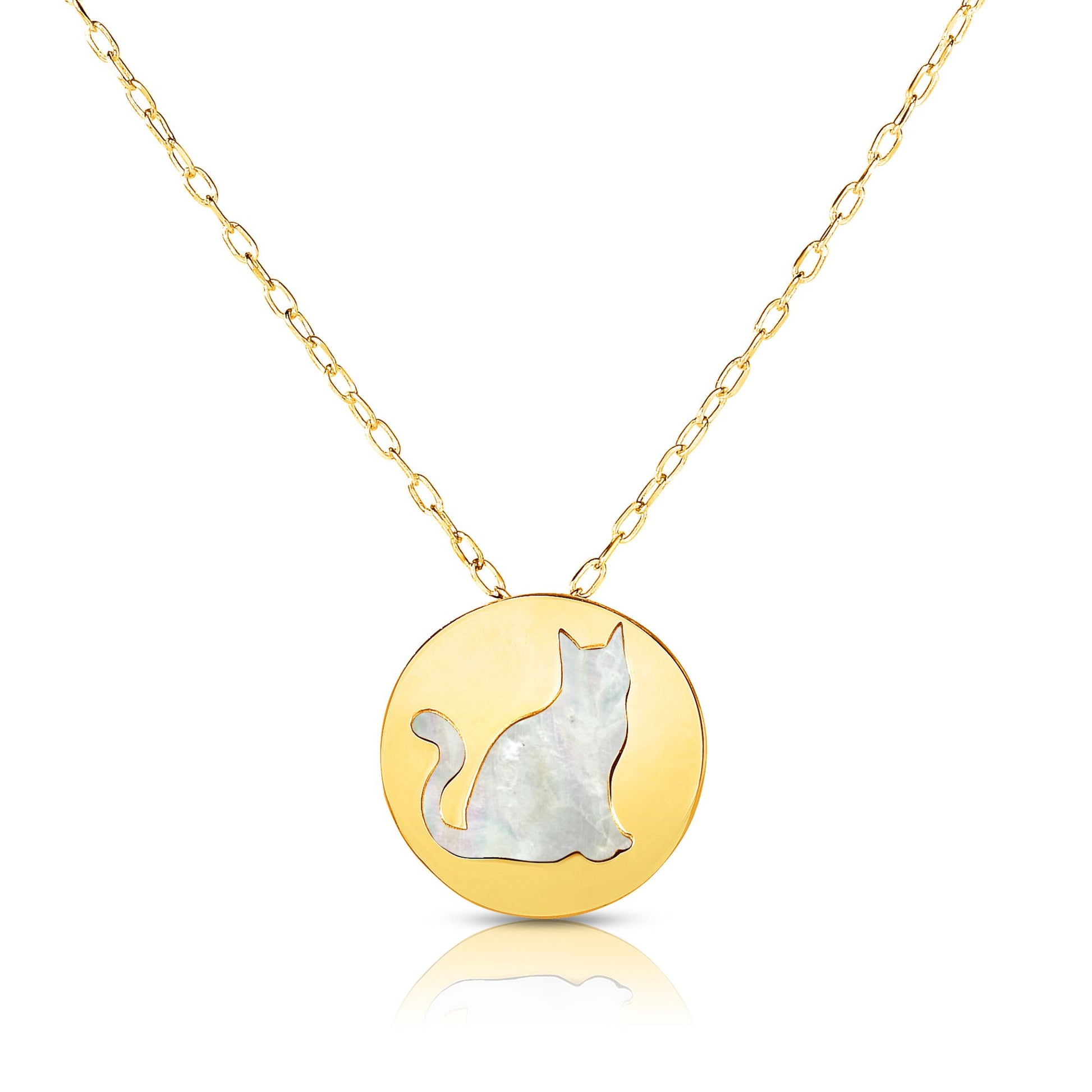 Royal Chain 14K Gold Cat Mother of Pearl Necklace RC1533