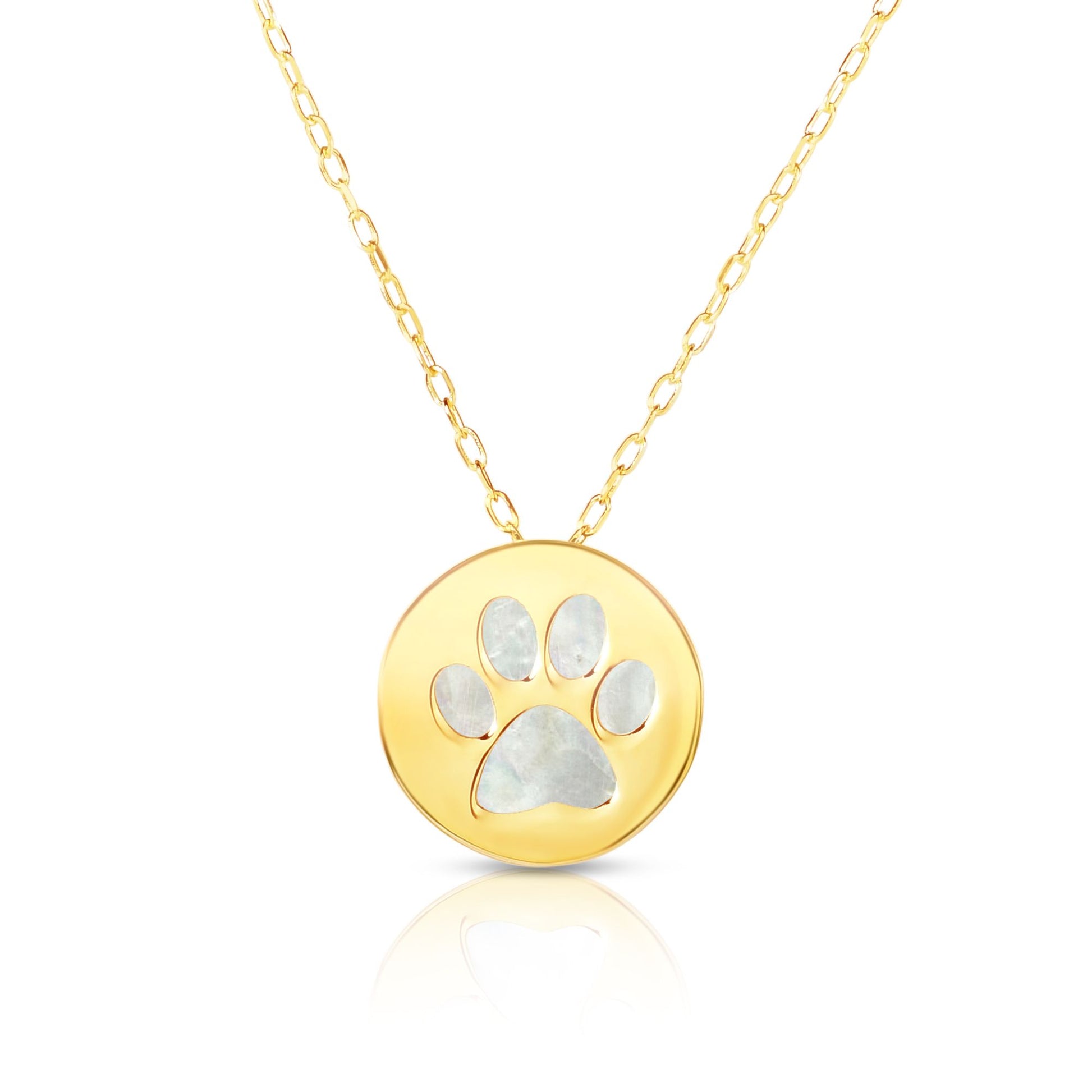 Royal Chain 14K Gold Paw Print Mother of Pearl Necklace RC1741