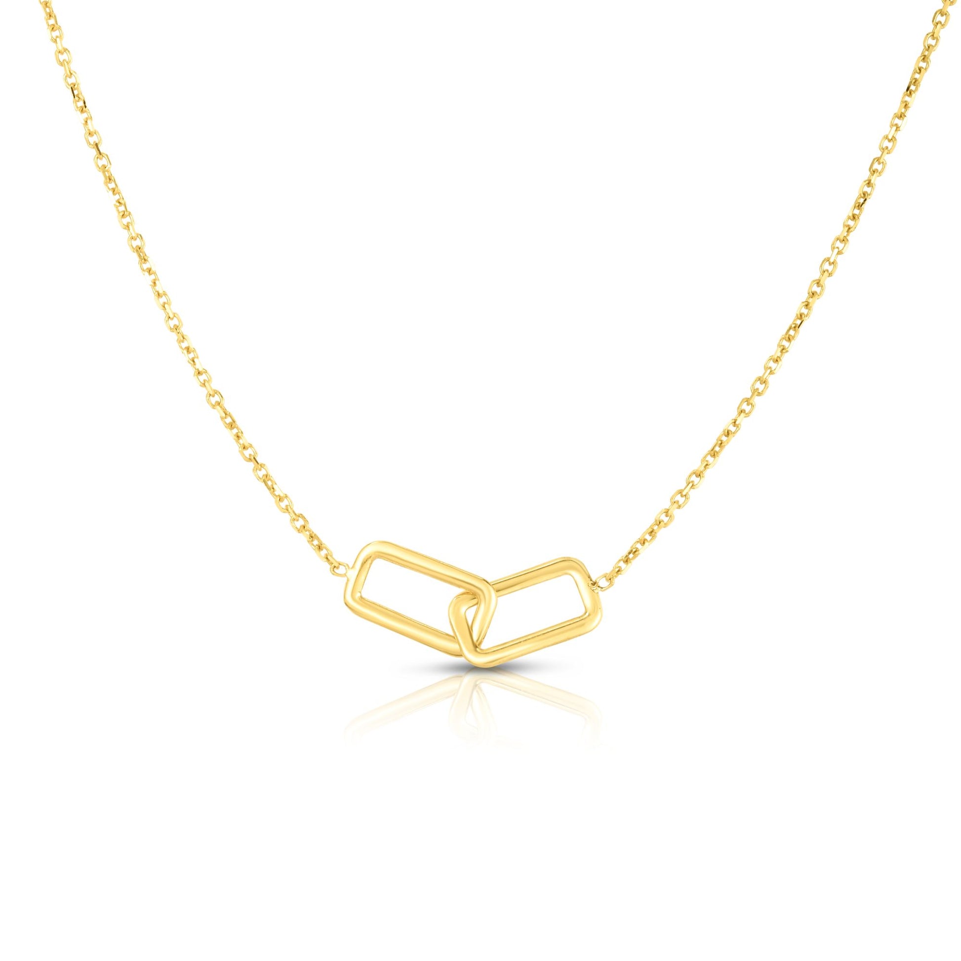 Royal Chain 14K Gold Polished Interlocking Rectangles Necklace RC2697