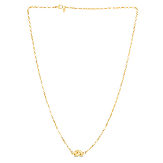Royal Chain 14K Gold Polished Puffed Love Knot Necklace RC5591