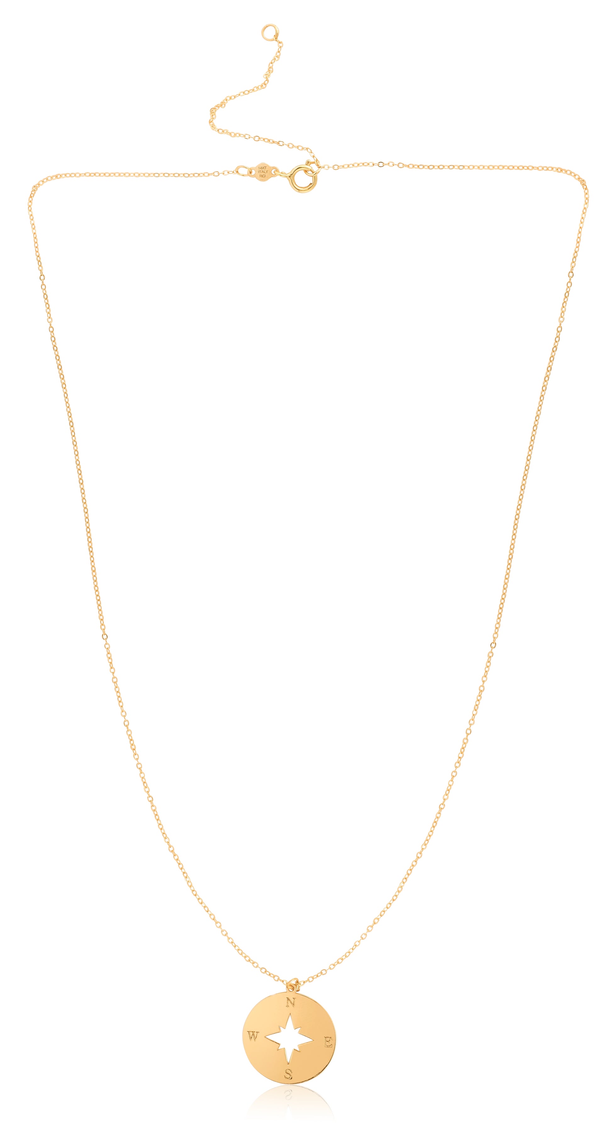 Royal Chain 14K Gold Polished North Star Disc Necklace RC6979