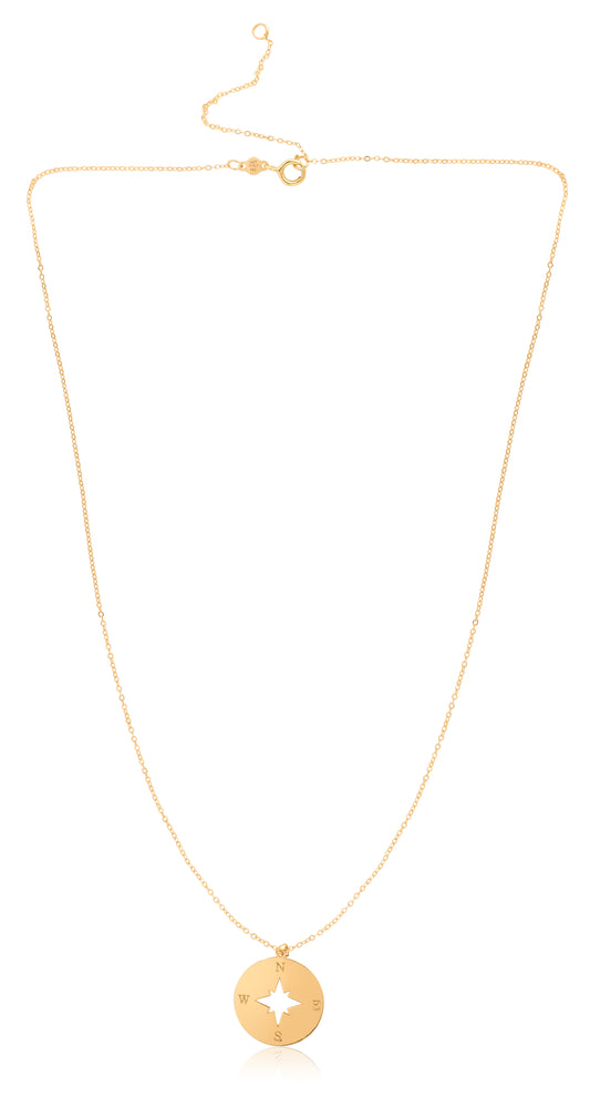 Royal Chain 14K Gold Polished North Star Disc Necklace RC6979