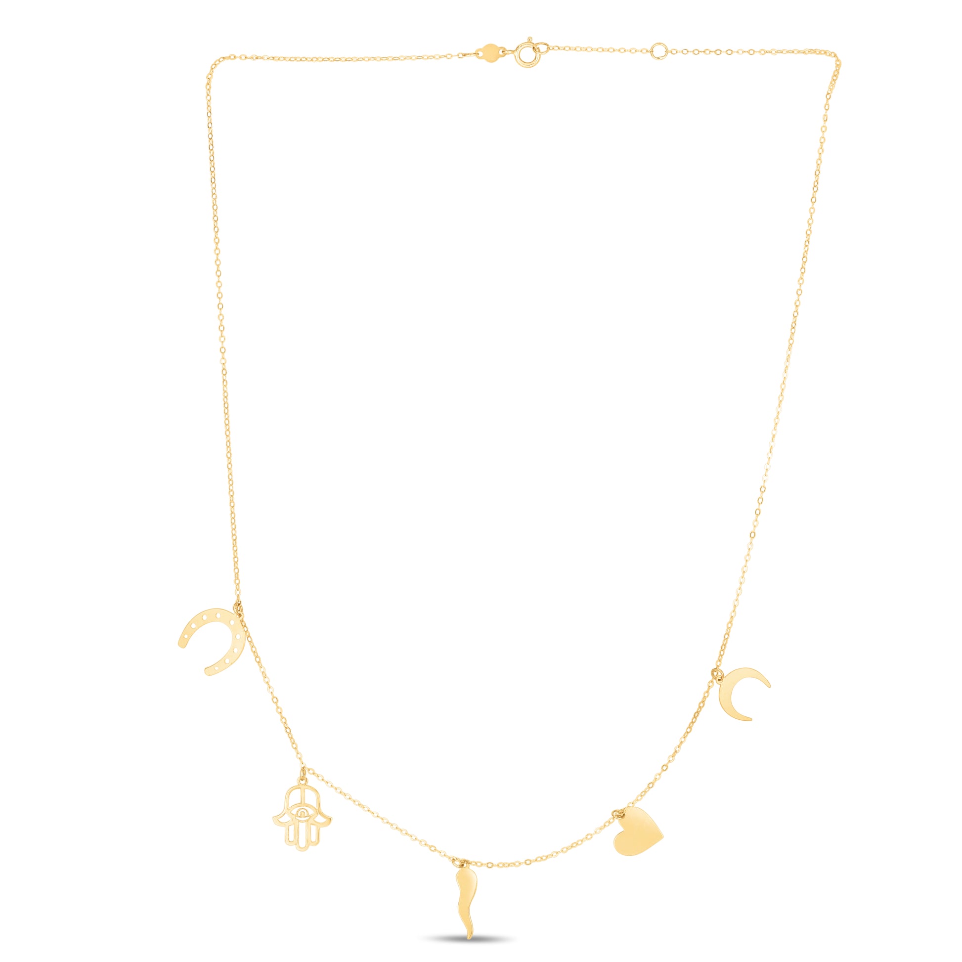 Royal Chain 14K Gold Trend Charm Dangle Necklace RC6980