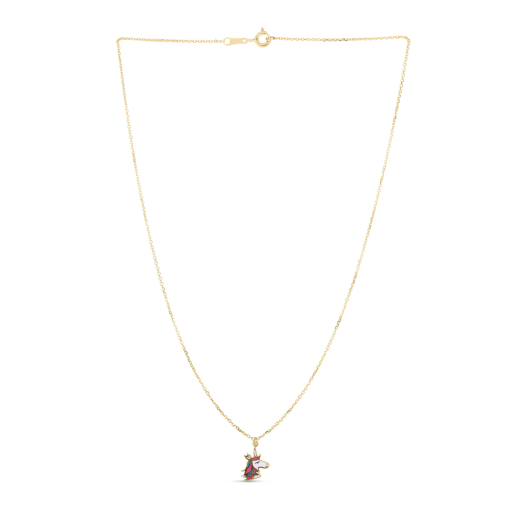 Royal Chain 14K Gold Enamel Unicorn Necklace RC9806