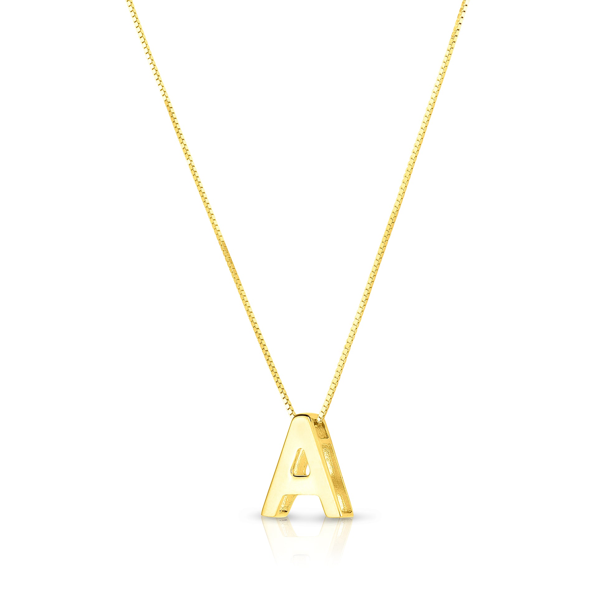 Royal Chain 14K Gold Block Letter Initial A Necklace RCA10969