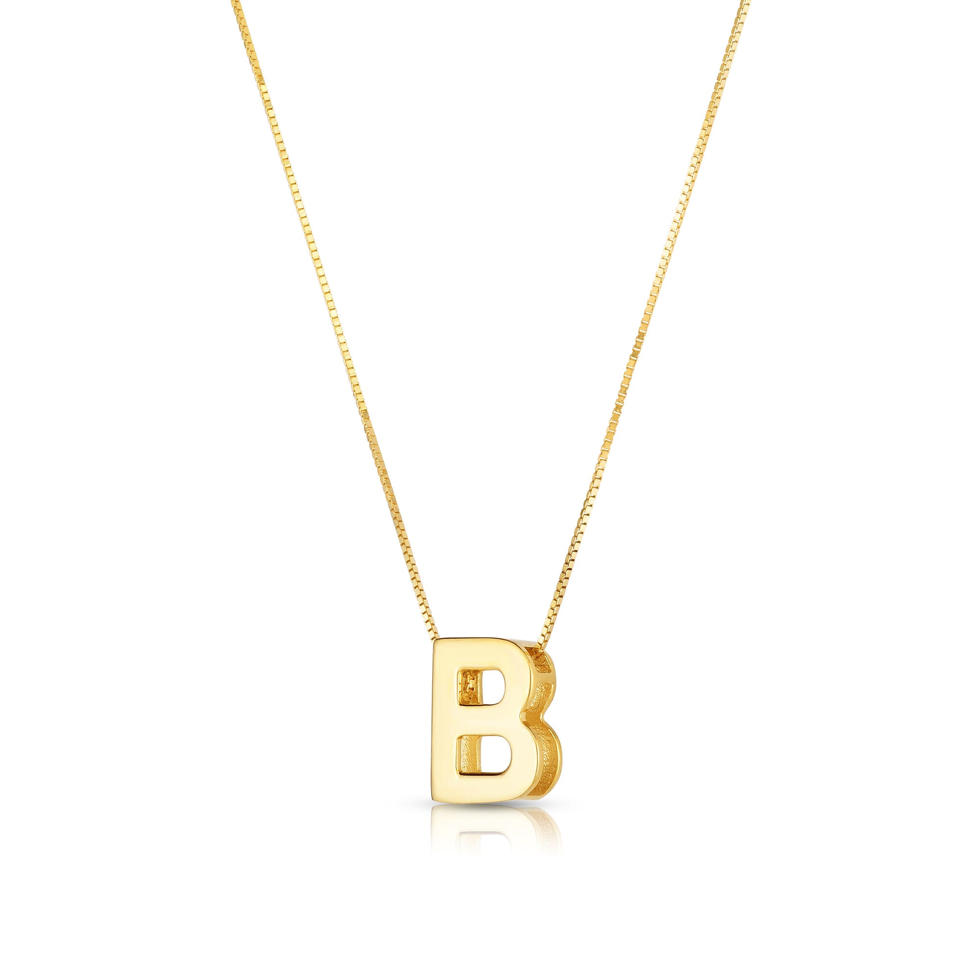 Royal Chain 14K Gold Block Letter Initial B Necklace RCB10969