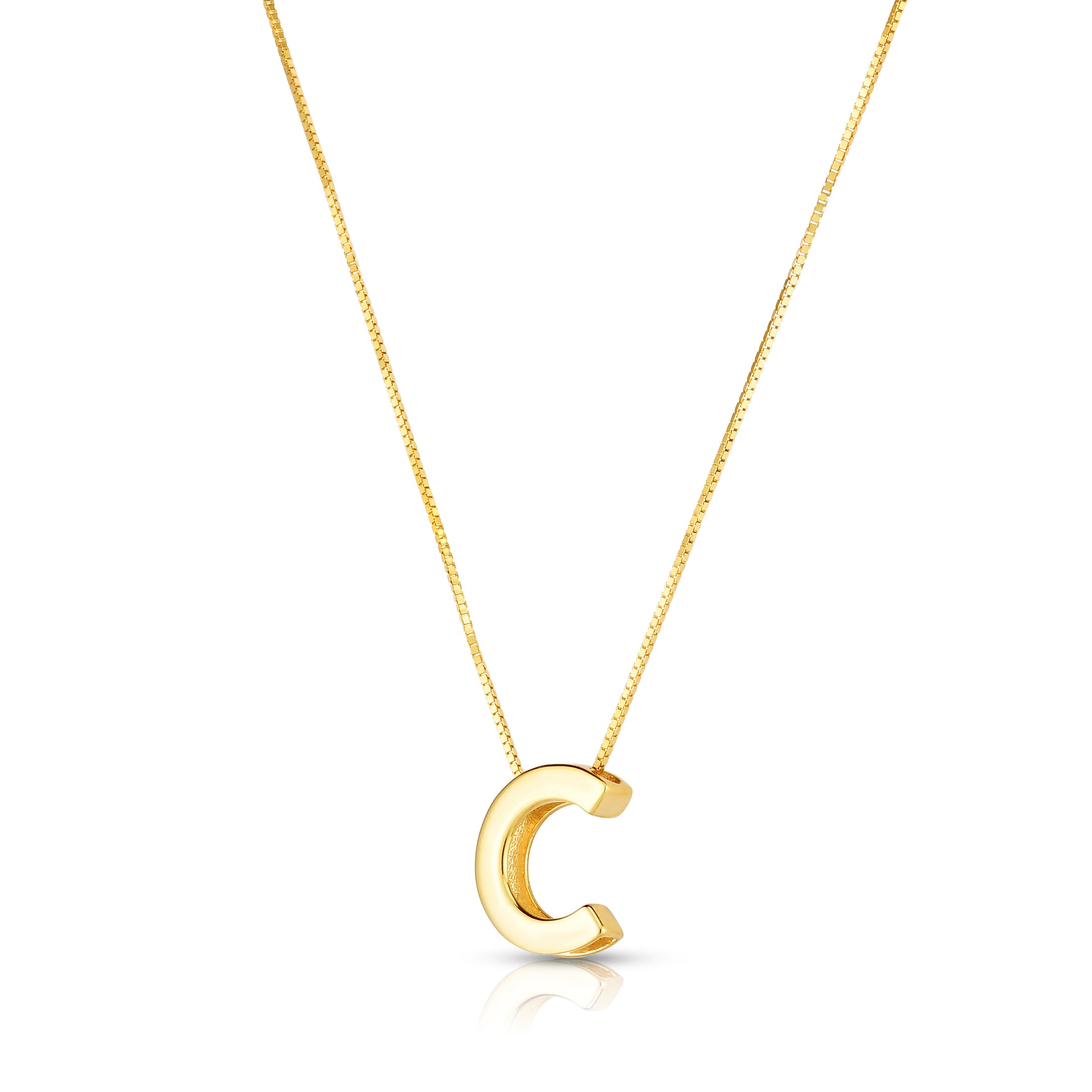 Royal Chain 14K Gold Block Letter Initial C Necklace RCC10969