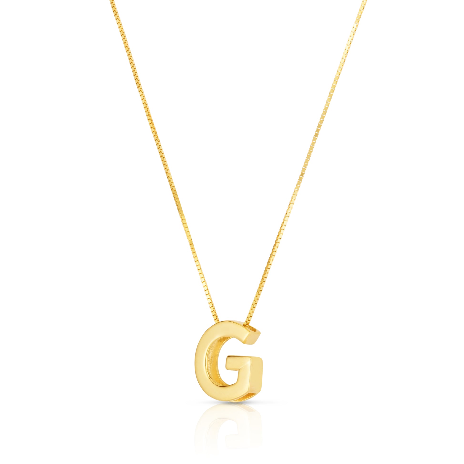 Royal Chain 14K Gold Block Letter Initial G Necklace RCG10969