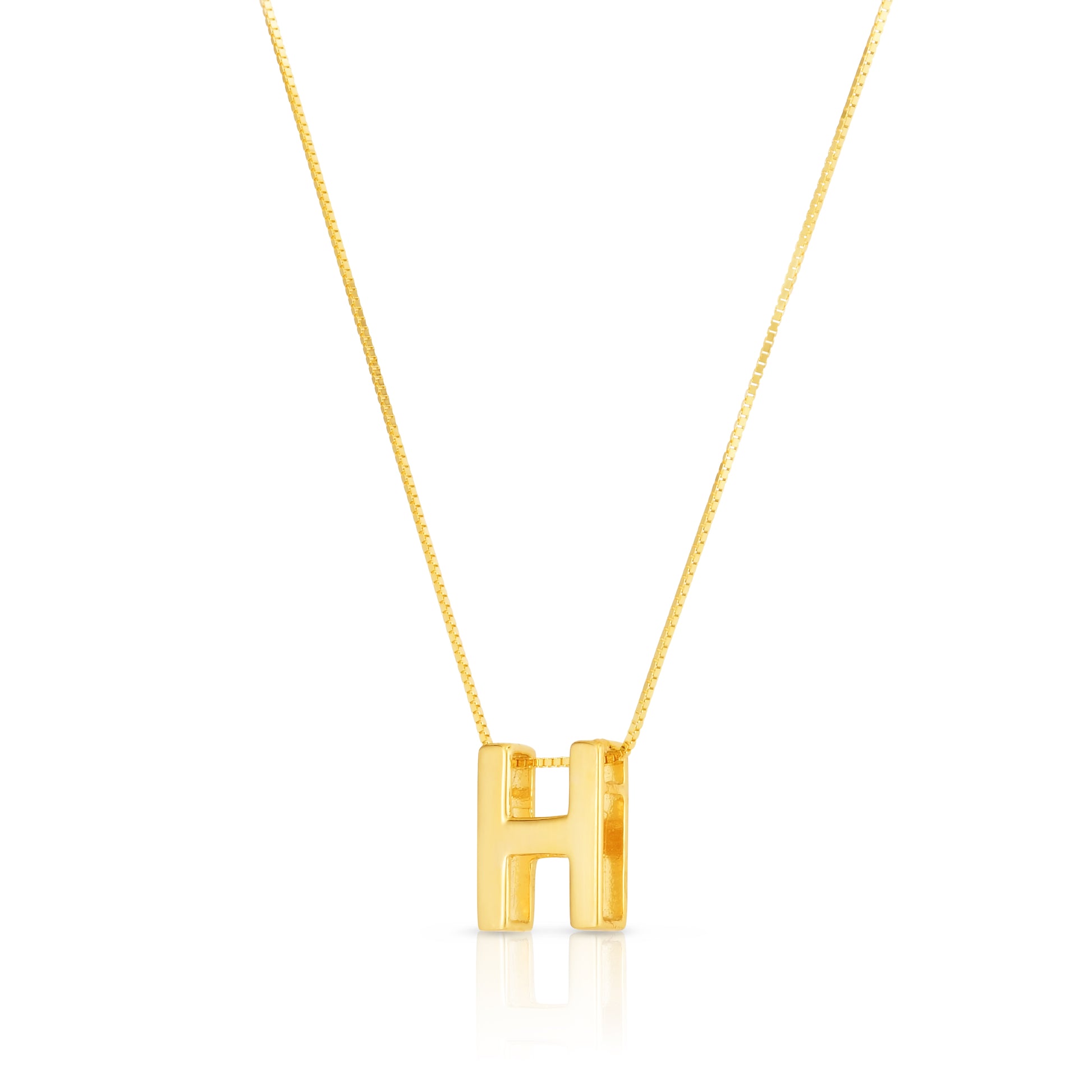 Royal Chain 14K Gold Block Letter Initial H Necklace RCH10969
