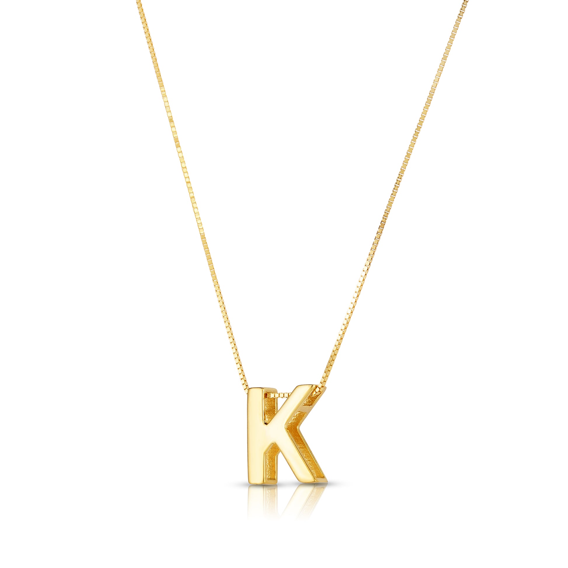 Royal Chain 14K Gold Block Letter Initial K Necklace RCK10969