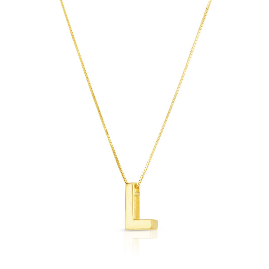 Royal Chain 14K Gold Block Letter Initial L Necklace RCL10969