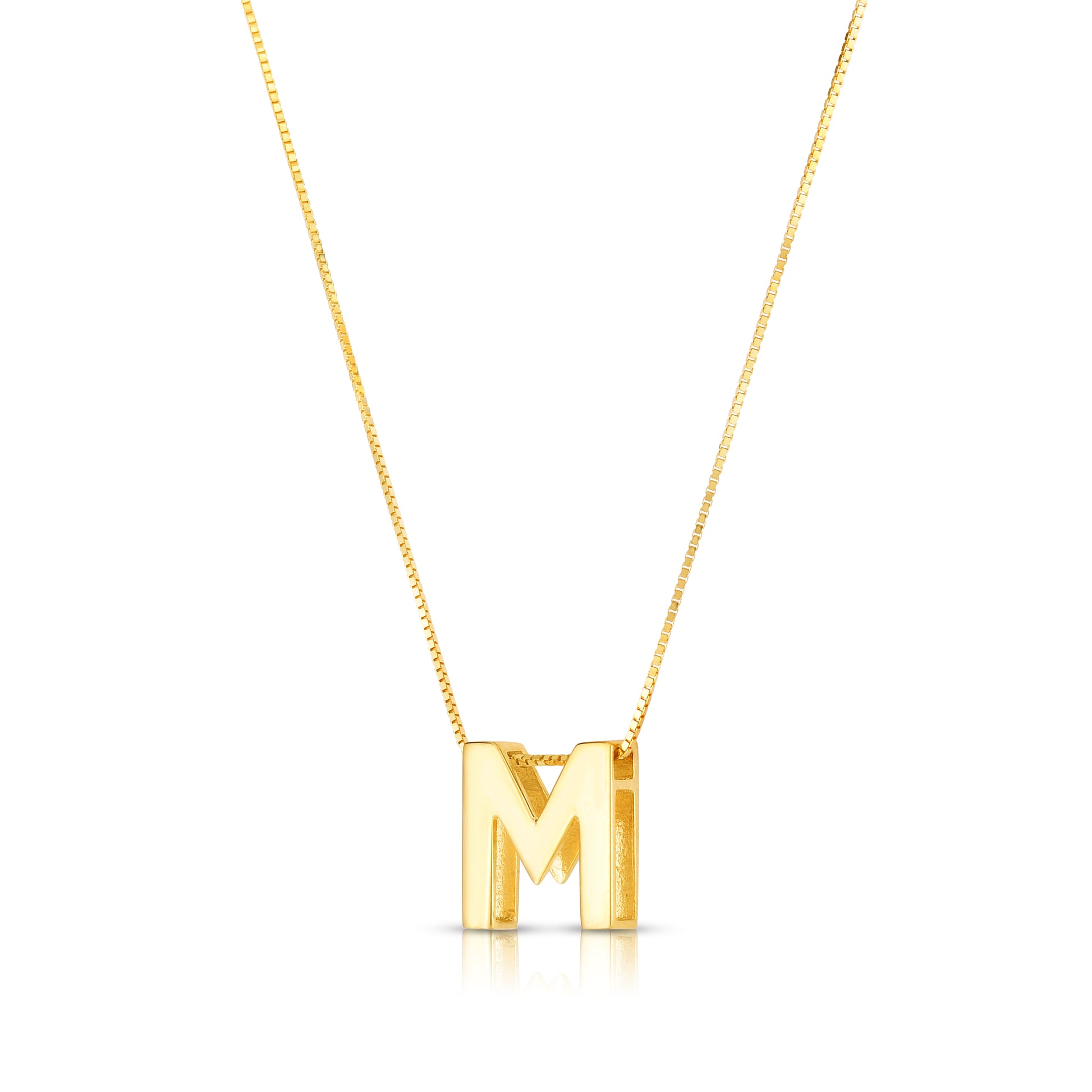 Royal Chain 14K Gold Block Letter Initial M Necklace RCM10969