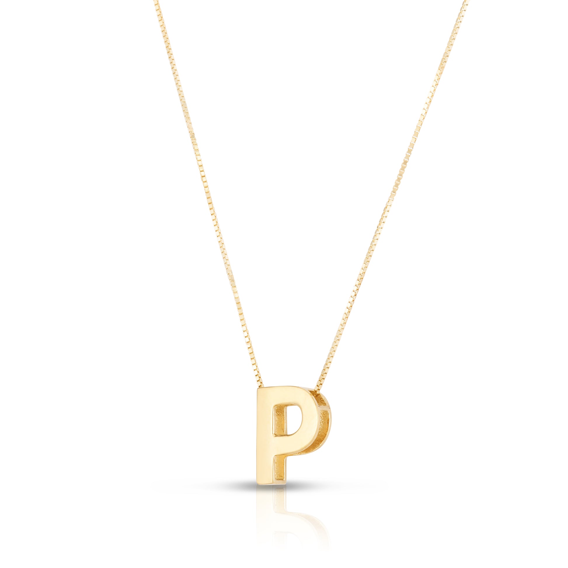 Royal Chain 14K Gold Block Letter Initial P Necklace RCP10969