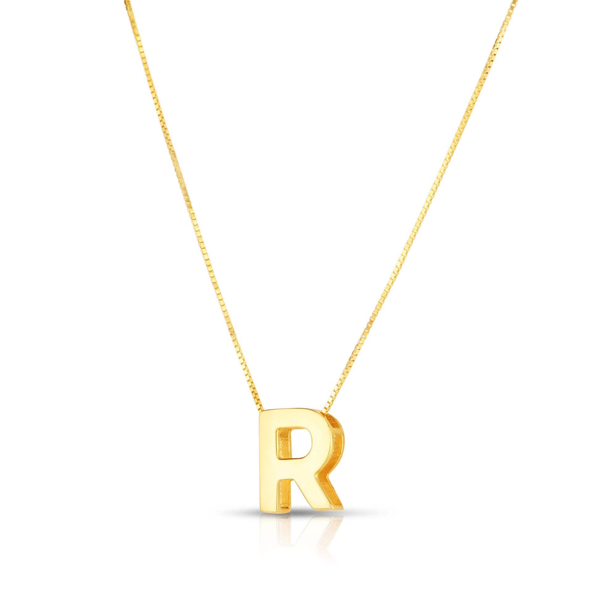 Royal Chain 14K Gold Block Letter Initial R Necklace RCR10969