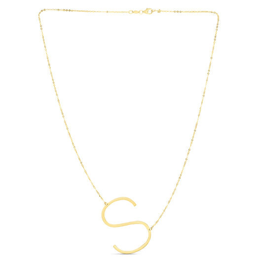 Royal Chain 14K Gold Large Initial S Necklace RCS10908
