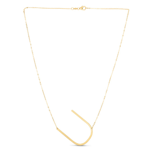 Royal Chain 14K Gold Large Initial U Necklace RCU10908