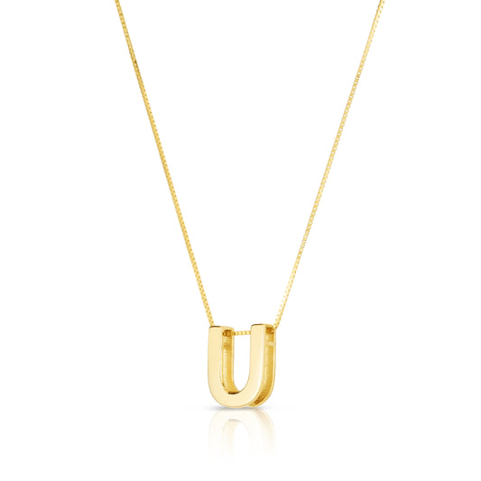Royal Chain 14K Gold Block Letter Initial U Necklace RCU10969
