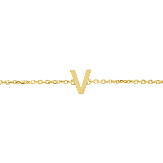 Royal Chain 14K Mini Initial V Bracelet RCV13324