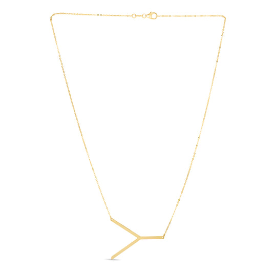 Royal Chain 14K Gold Large Initial Y Necklace RCY10908
